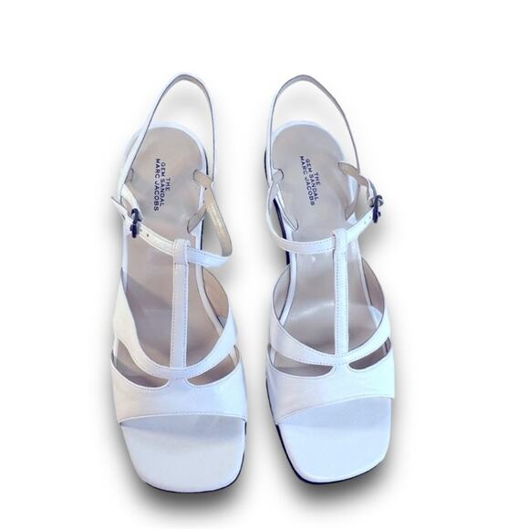 Toddlers MARC JACOBS The Gem Sandal White leather T Strap Faux Diamond Heels SZ 8 NWT